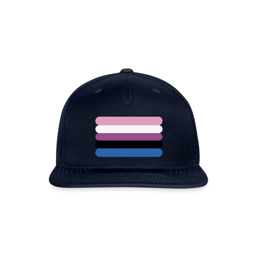 Genderfluid Pride Flag Rounded Snapback Baseball Cap navy Genderfluid spod-1066775317-440-1_8b29004c-8036-40a8-a40b-0539af8334db