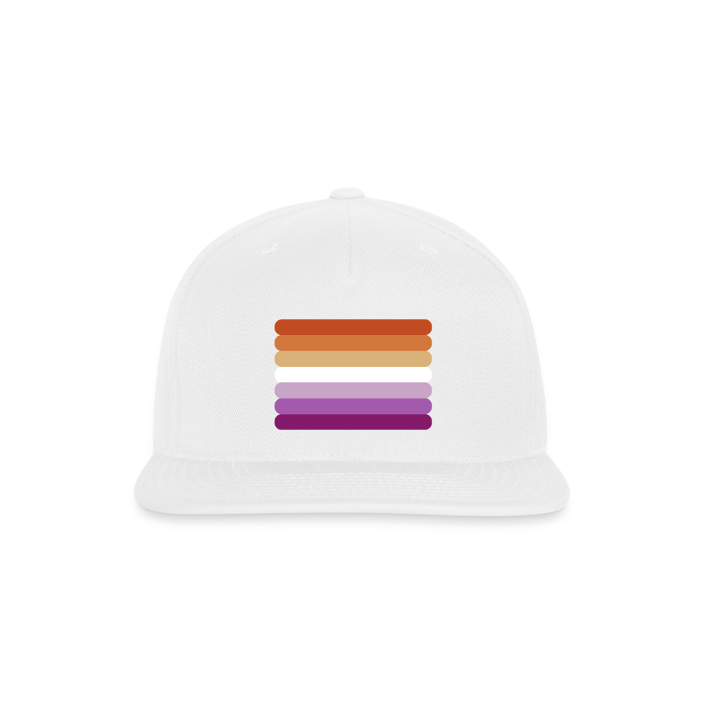 Lesbian Sunset Pride Flag Rounded Snapback Baseball Cap white Lesbian spod-1066776390-1-1