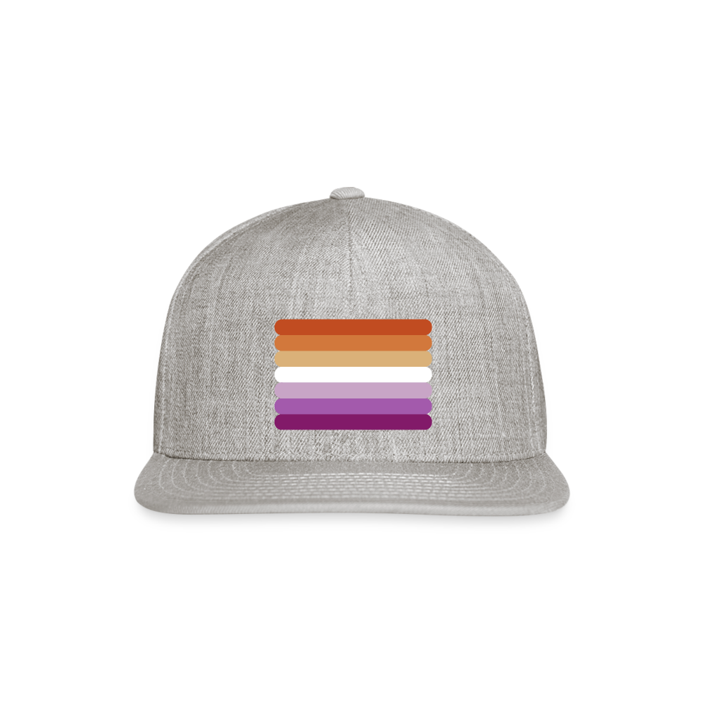 Lesbian Sunset Pride Flag Rounded Snapback Baseball Cap heather gray Lesbian spod-1066776390-231-1_90c42d7d-4589-44b3-ab0c-de40a2437c5b