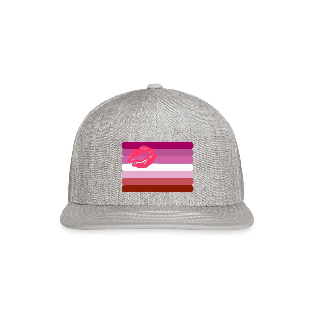 Lesbian Lipstick Pride Flag Rounded Snapback Baseball Cap heather gray Lesbian spod-1066776551-231-1