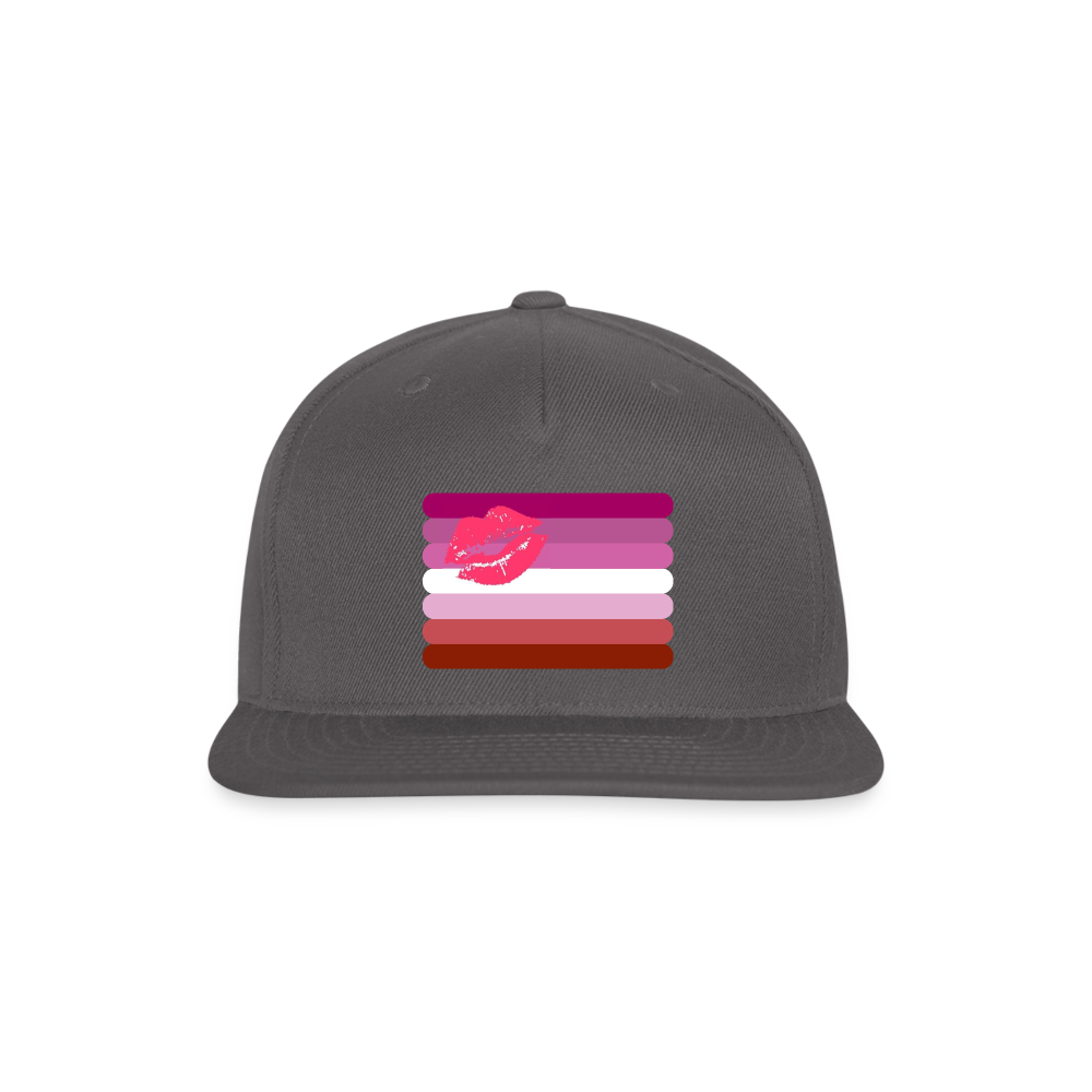 Lesbian Lipstick Pride Flag Rounded Snapback Baseball Cap dark grey Lesbian spod-1066776551-984-1