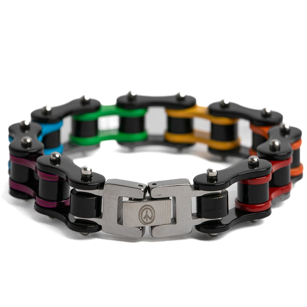 LGBTQ Pride Rainbow Stainless Steel Bike Chain Bracelet