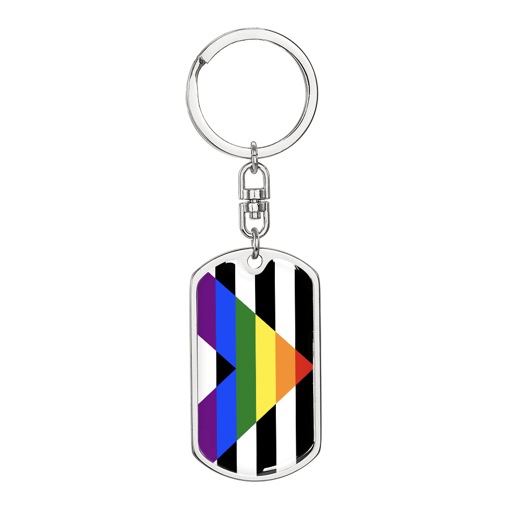 Straight Ally Pride Military Dog Tag Keychain Silver Straight Ally straight-ally-pride-military-dog-tag-keychain-silver