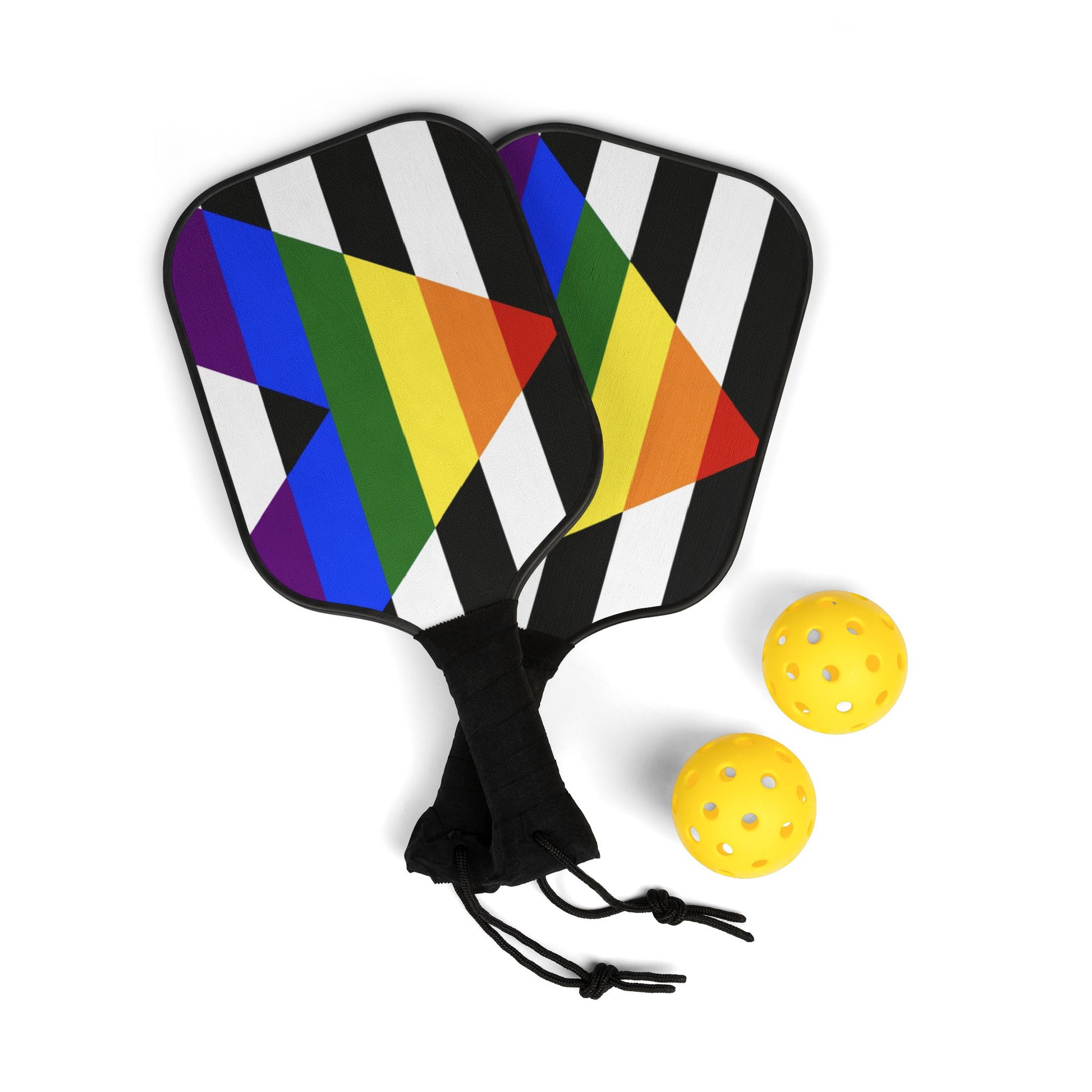 Straight Ally Pride Pickleball Paddle Set with Balls 7.5'' × 15.5'' Straight Ally straight-ally-pride-pickleball-paddle-set-with-balls-front