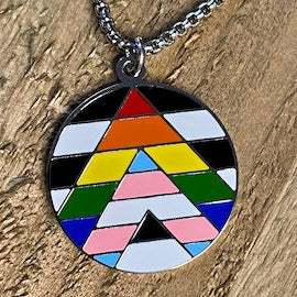 Straight Ally/Transgender Pride Stainless Steel Pendant Necklace