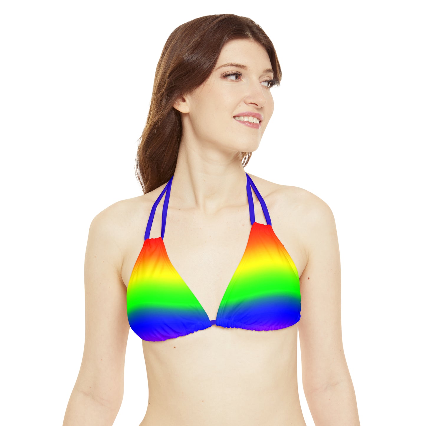 LGBTQ Pride Bikini Swimsuit Set - Royal Blue - Ombre string_bikini_top_on_model_82408