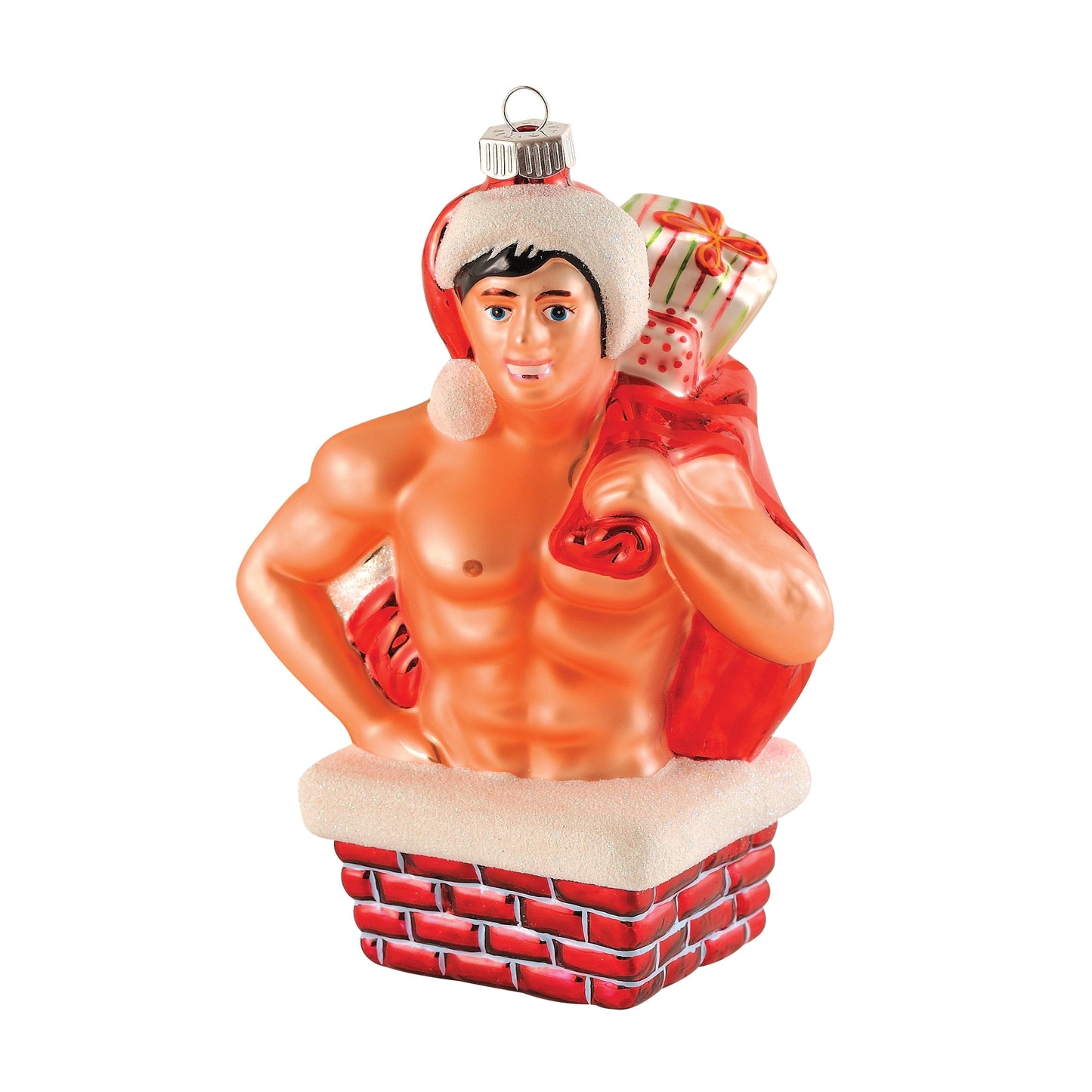 Stuff My Chimney - Hand Blown Glass Holiday Ornament stuff-my-chimney-hand-blown-glass-holiday-christmas-ornament-front