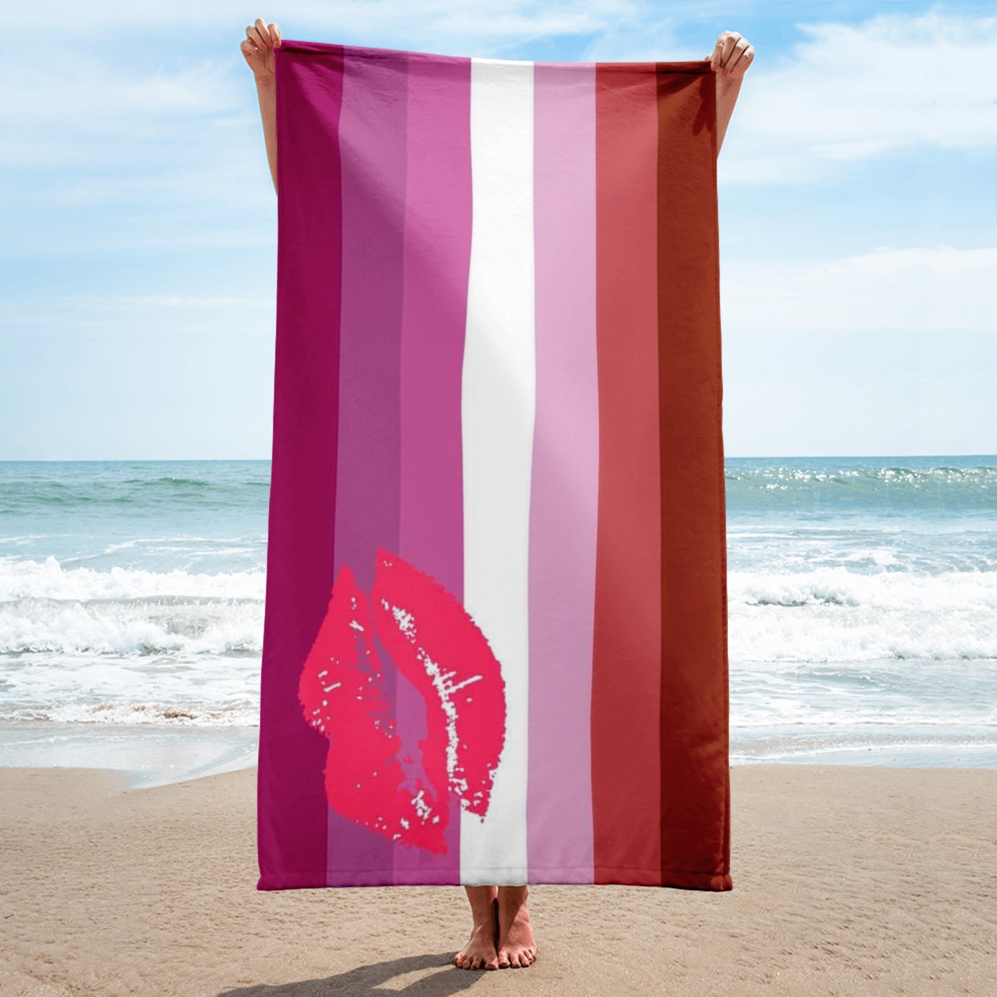 Lipstick Lesbian Pride Flag Beach Blanket Towel sublimated-towel-white-30x60-beach-66187b2d3a99b