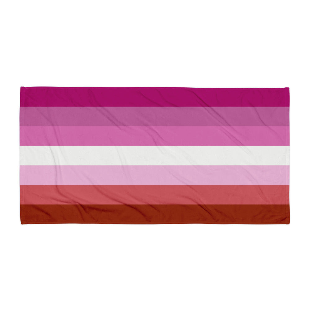 Lesbian Pride Flag Beach Blanket Towel 30x60 Multi Lesbian sublimated-towel-white-30x60-flat-66187ad234997