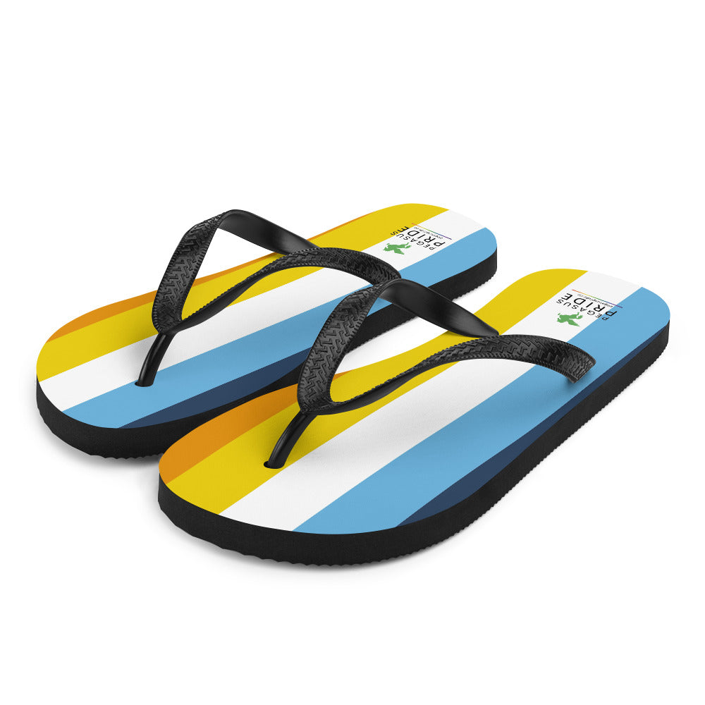 Aroace Pride Flag Flip-Flops Sandals Aroace sublimation-flip-flops-white-front-left-652ec8d13611c