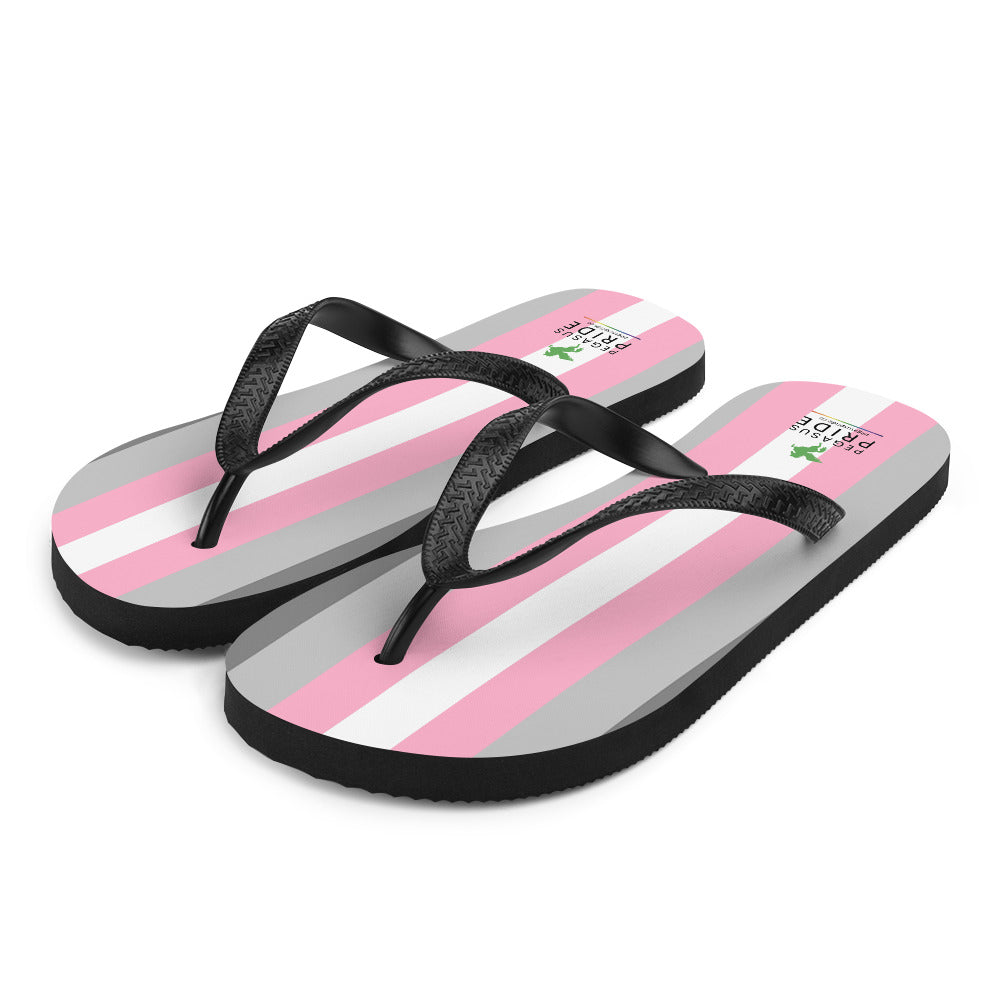 Demigirl Pride Flag Flip-Flops Demigirl sublimation-flip-flops-white-front-left-652ec97aed611