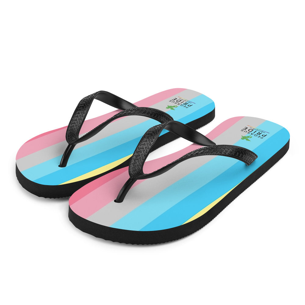 Genderflux Pride Flag Flip-Flops Sandals Genderflux sublimation-flip-flops-white-front-left-652ec9a3bd25f