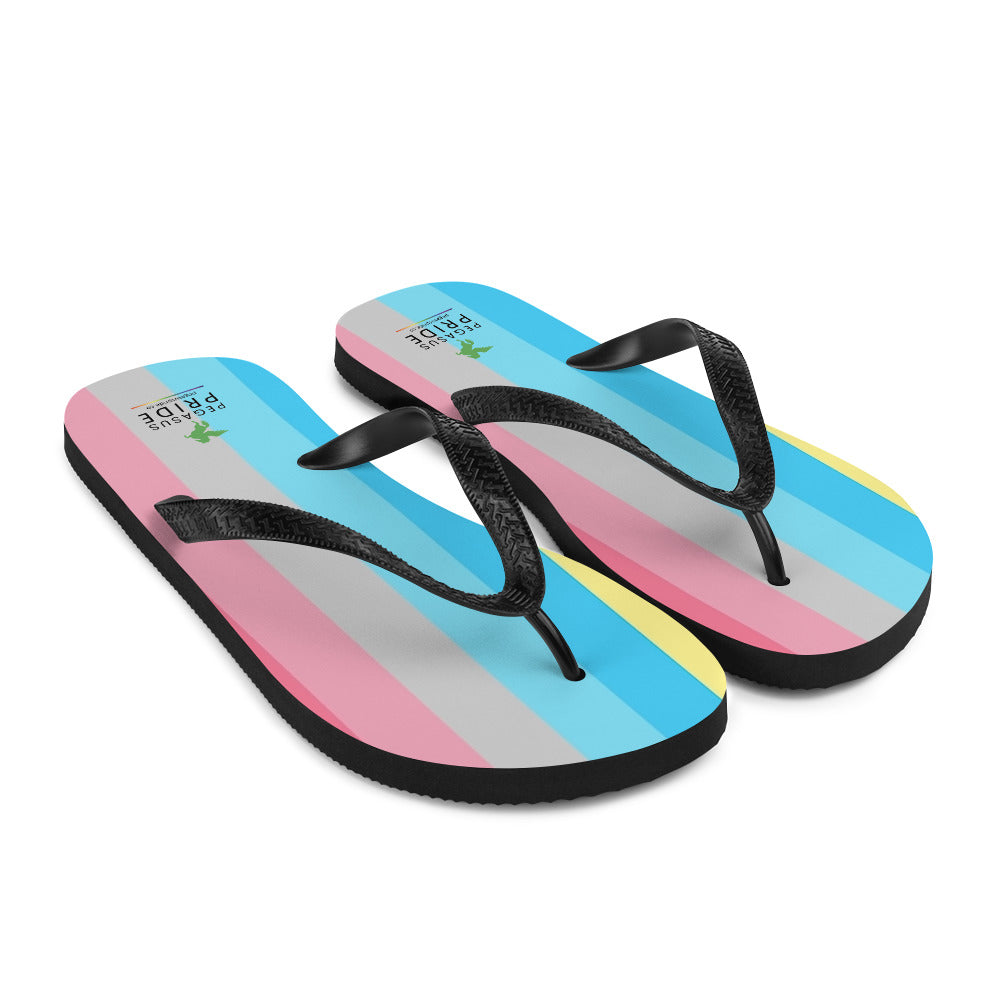 Genderflux Pride Flag Flip-Flops Sandals sublimation-flip-flops-white-front-right-652ec9a3bd548