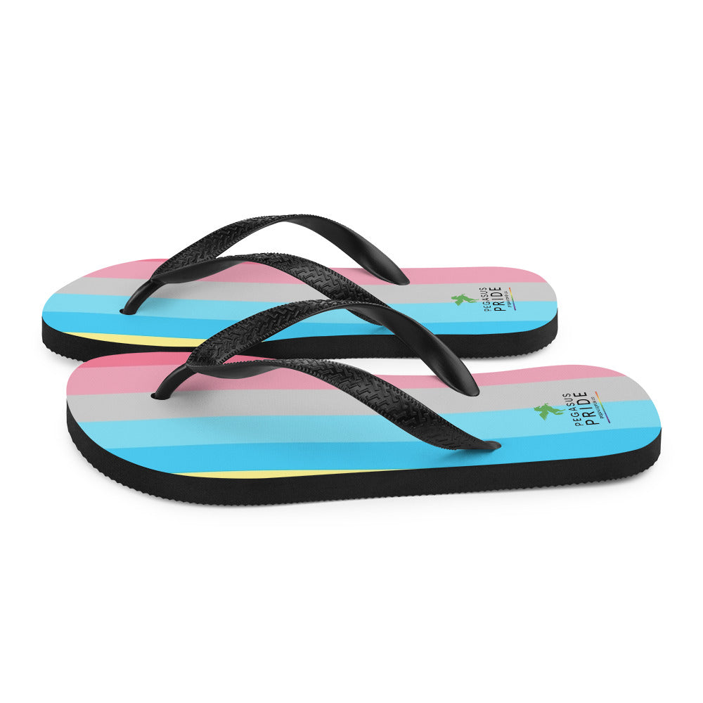 Genderflux Pride Flag Flip-Flops Sandals sublimation-flip-flops-white-left-652ec9a3bd448