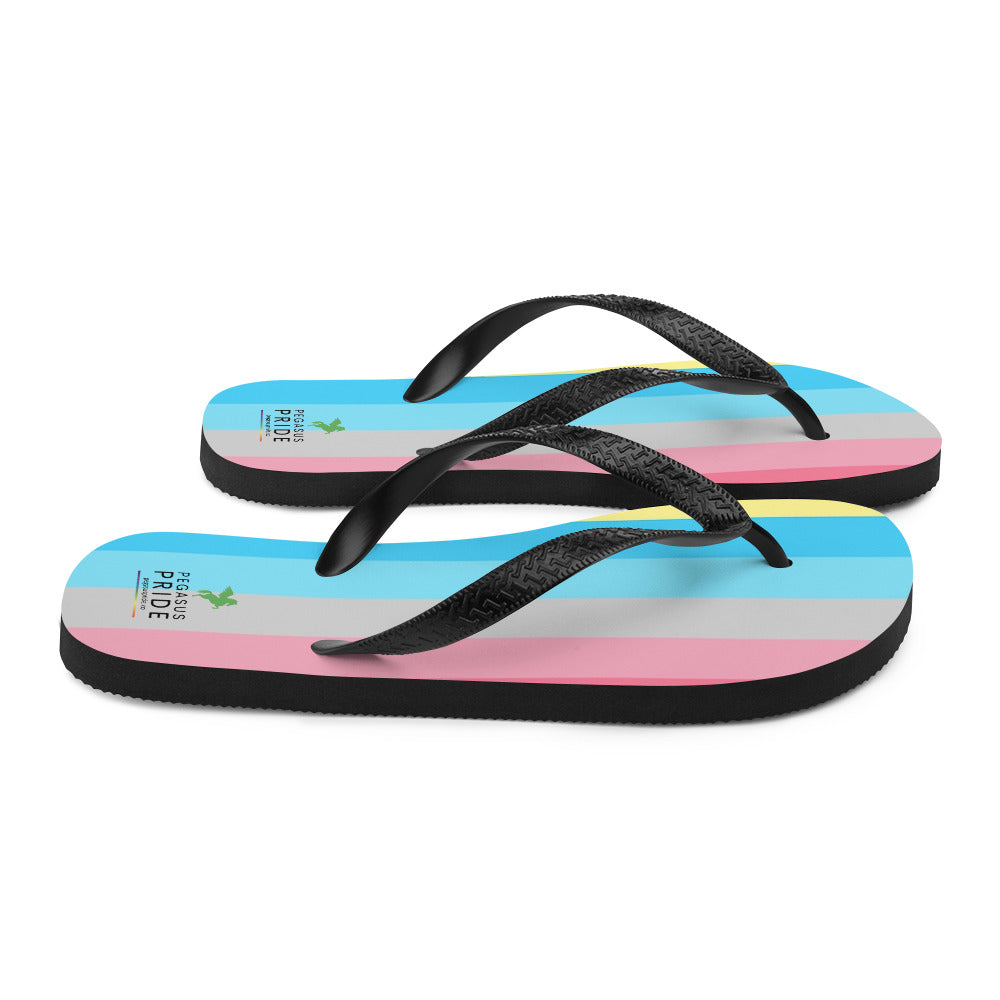 Genderflux Pride Flag Flip-Flops Sandals sublimation-flip-flops-white-right-652ec9a3bd4d0