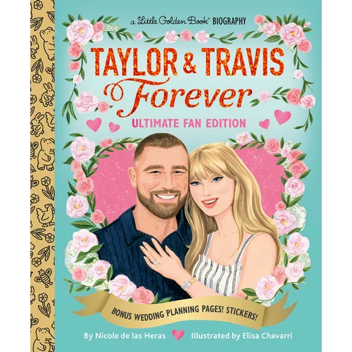 Book cover of 'Taylor & Travis Forever' with illustrations of a couple and floral elements.