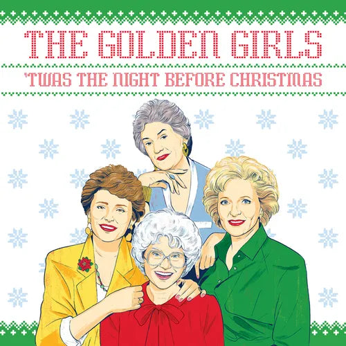 Illustration of 'The Golden Girls' characters with a Christmas theme
