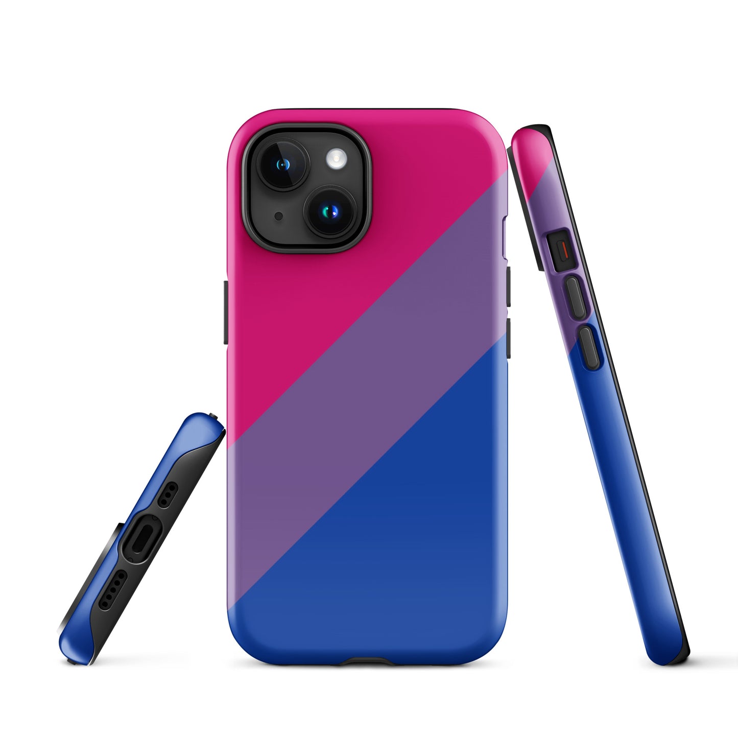 Bisexual Bi Pride Tough Cell Phone Case for Apple iPhone iPhone 15 Bisexual tough-case-for-iphone-glossy-iphone-15-front-674cc296d8a3b