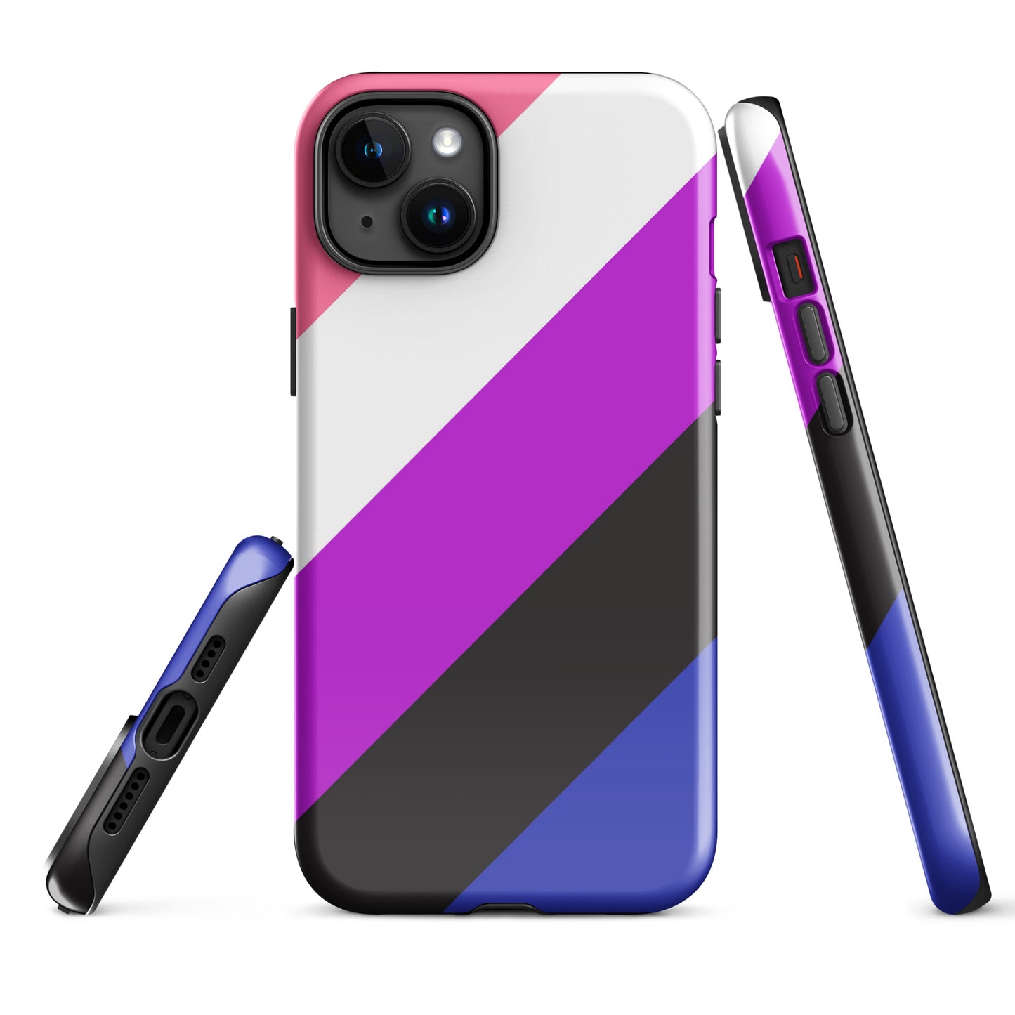 Genderfluid Pride Tough Case for Apple iPhone iPhone 15 Plus Genderfluid tough-case-for-iphone-glossy-iphone-15-plus-front-674cc78688636