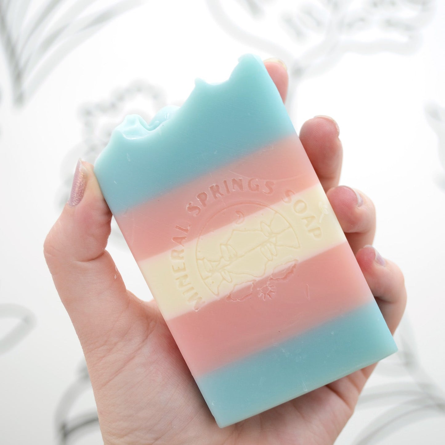 Trans Pride Handcrafted Soap - Frosted Lavender & Sage trans-pride-handcrafted-soap-frosted-lavender-sage-lifestyle
