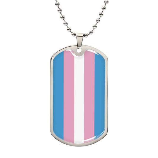 Transgender Trans Pride Military Dog Tag Necklace Silver Transgender trans_silver_tag_front Jewelry