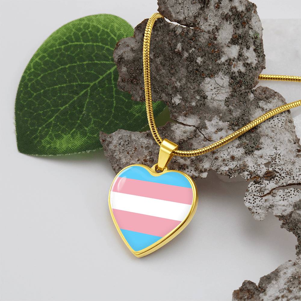 Transgender Trans Pride Heart Pendant Necklace trans_gold_display_heart