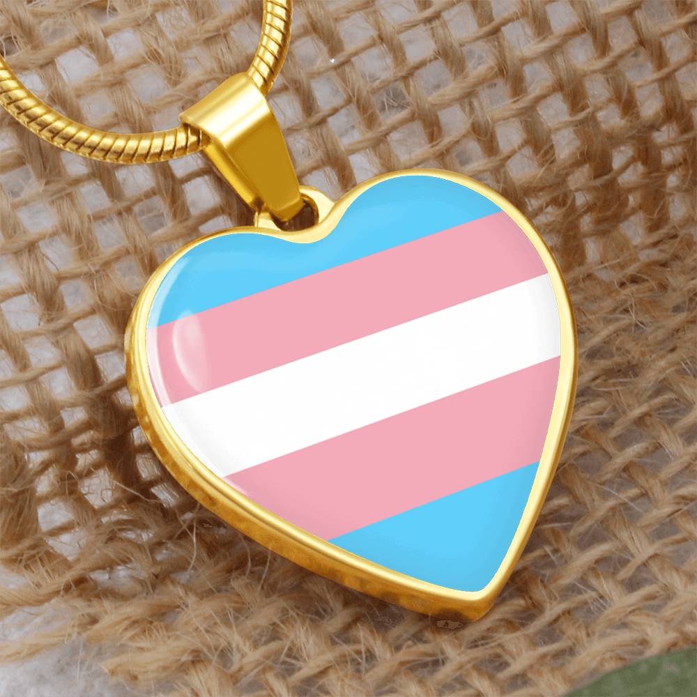 Transgender Trans Pride Heart Pendant Necklace trans_gold_front_heart_display