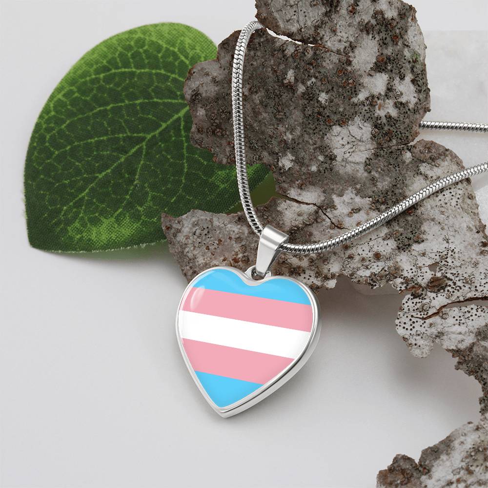 Transgender Trans Pride Heart Pendant Necklace trans_silver_display_heart