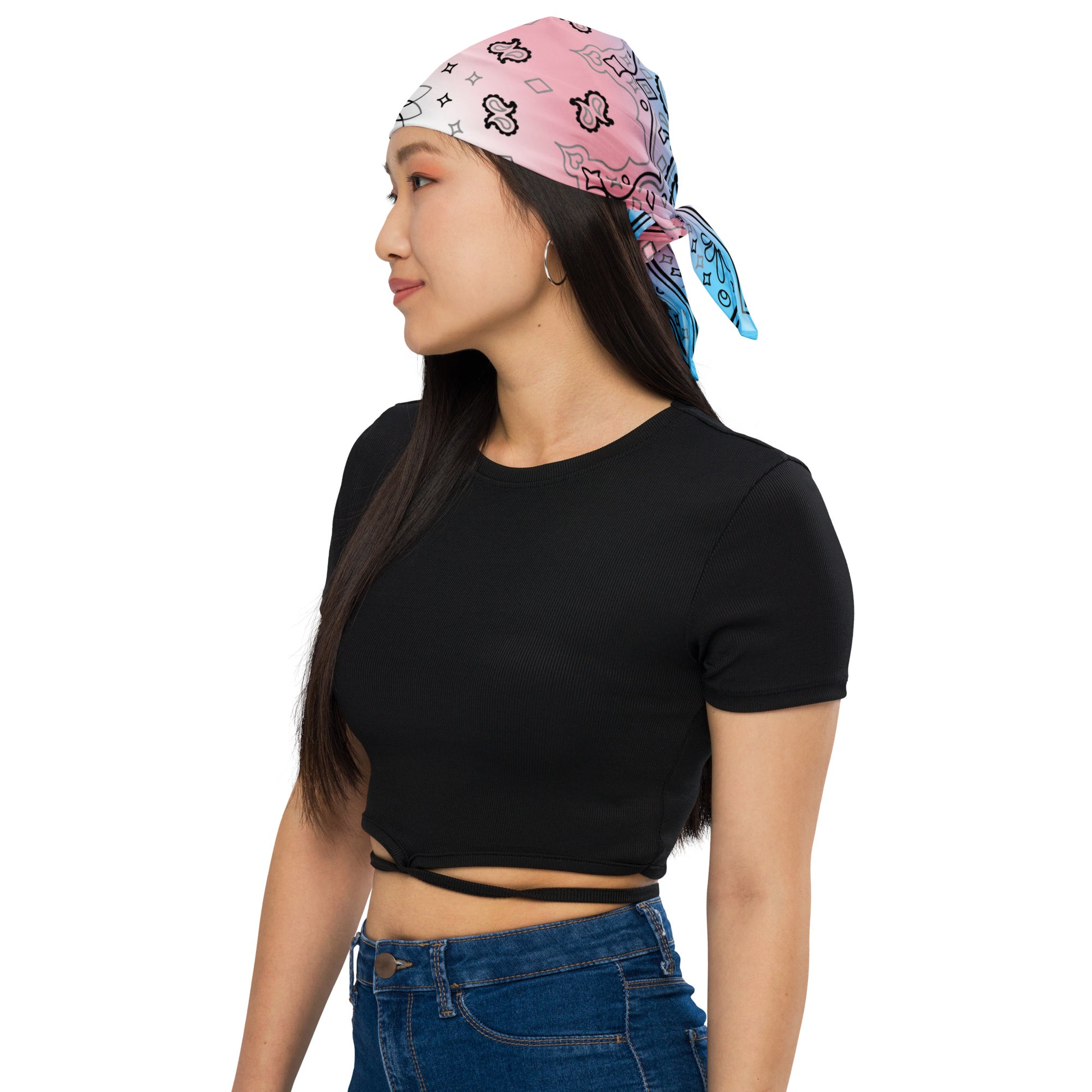 Transgender Trans Pride Paisley Bandana Hanky Code transgender-trans-pride-bandana-model-2