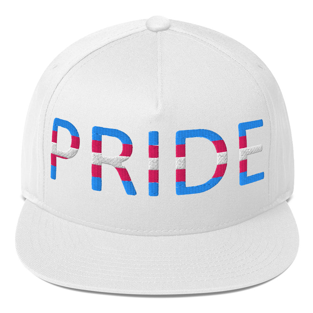 Transgender Trans Pride Embroidered Snapback Baseball Cap White Transgender transgender-trans-pride-embroidered-snapback-baseball-cap-white-front