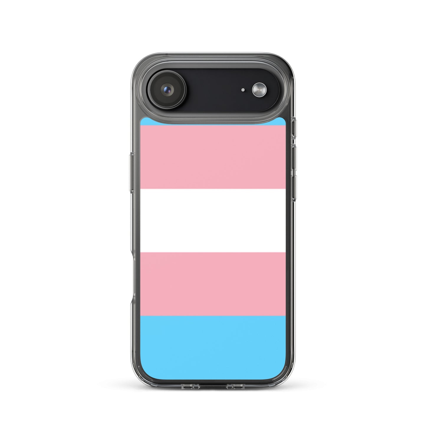 Apple iPhone 17 air phone case with transgender pride flag design on white background