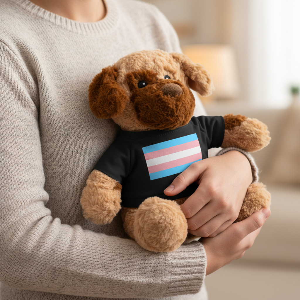 Transgender Trans Pride Flag Plush Dog Stuffed Animal transgender-trans-pride-flag-plush-dog-stuffed-animal-black