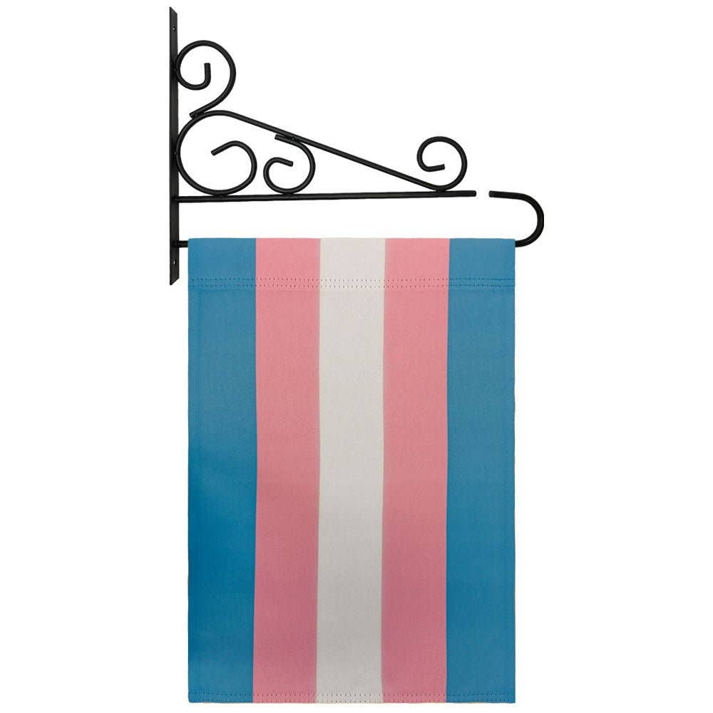 Transgender Trans Pride Garden Flag 12x18in Transgender Flag with Wall Bracket transgender-trans-pride-garden-flag-12x18in-with-bracket
