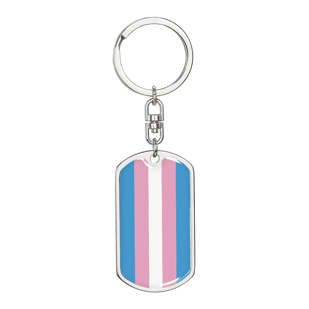 Transgender Trans Pride Military Dog Tag Keychain Silver Transgender transgender-trans-pride-military-dog-tag-keychain-silver