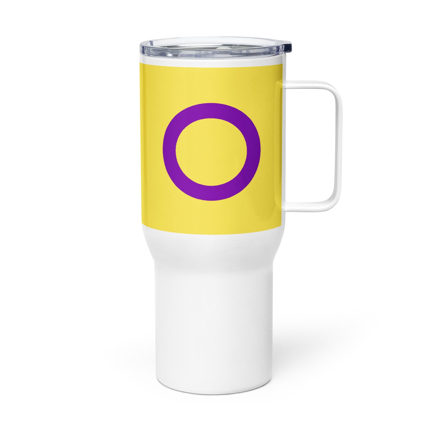 Intersex Pride Flag Stainless Steel Travel Mug with Handle travel-mug-with-a-handle-white-25-oz-left-64d9014e11f11