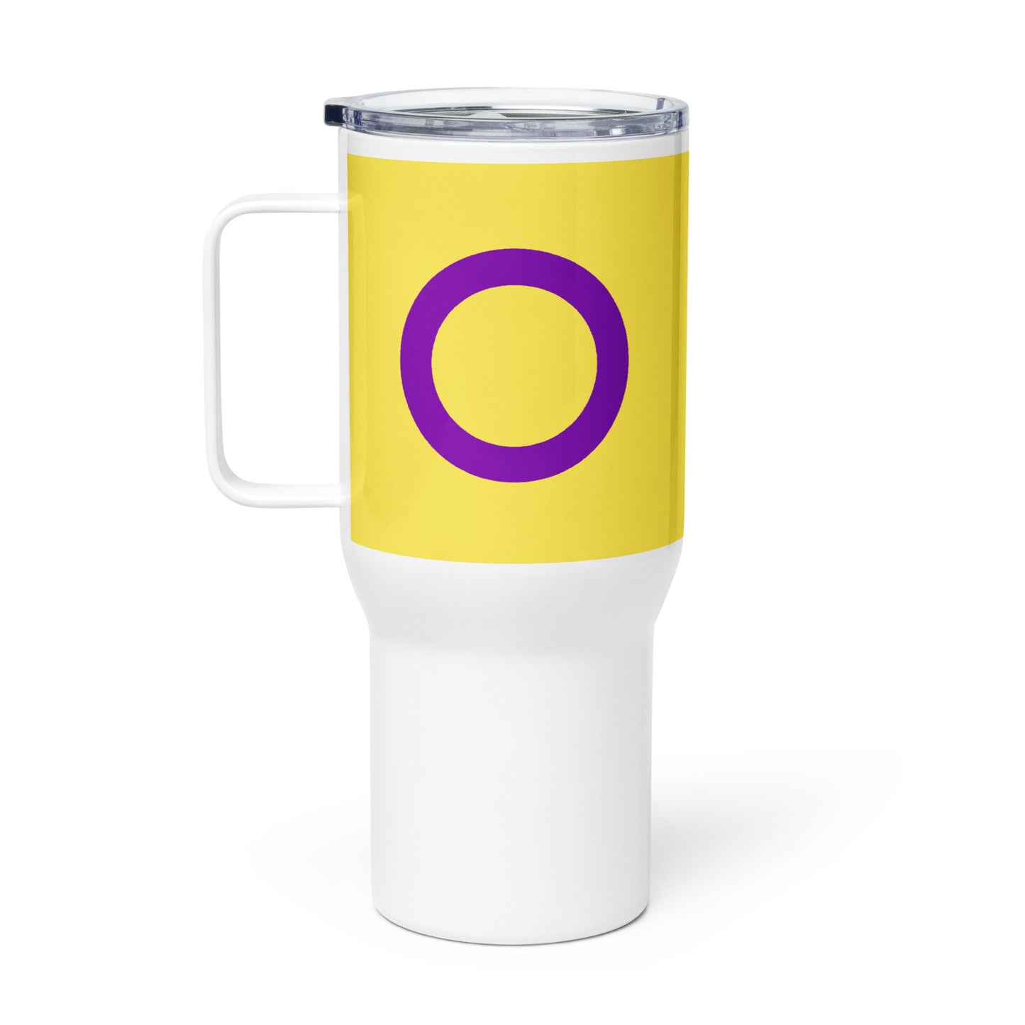 Intersex Pride Flag Stainless Steel Travel Mug with Handle 25oz White Yellow Intersex travel-mug-with-a-handle-white-25-oz-right-64d9014e110fe