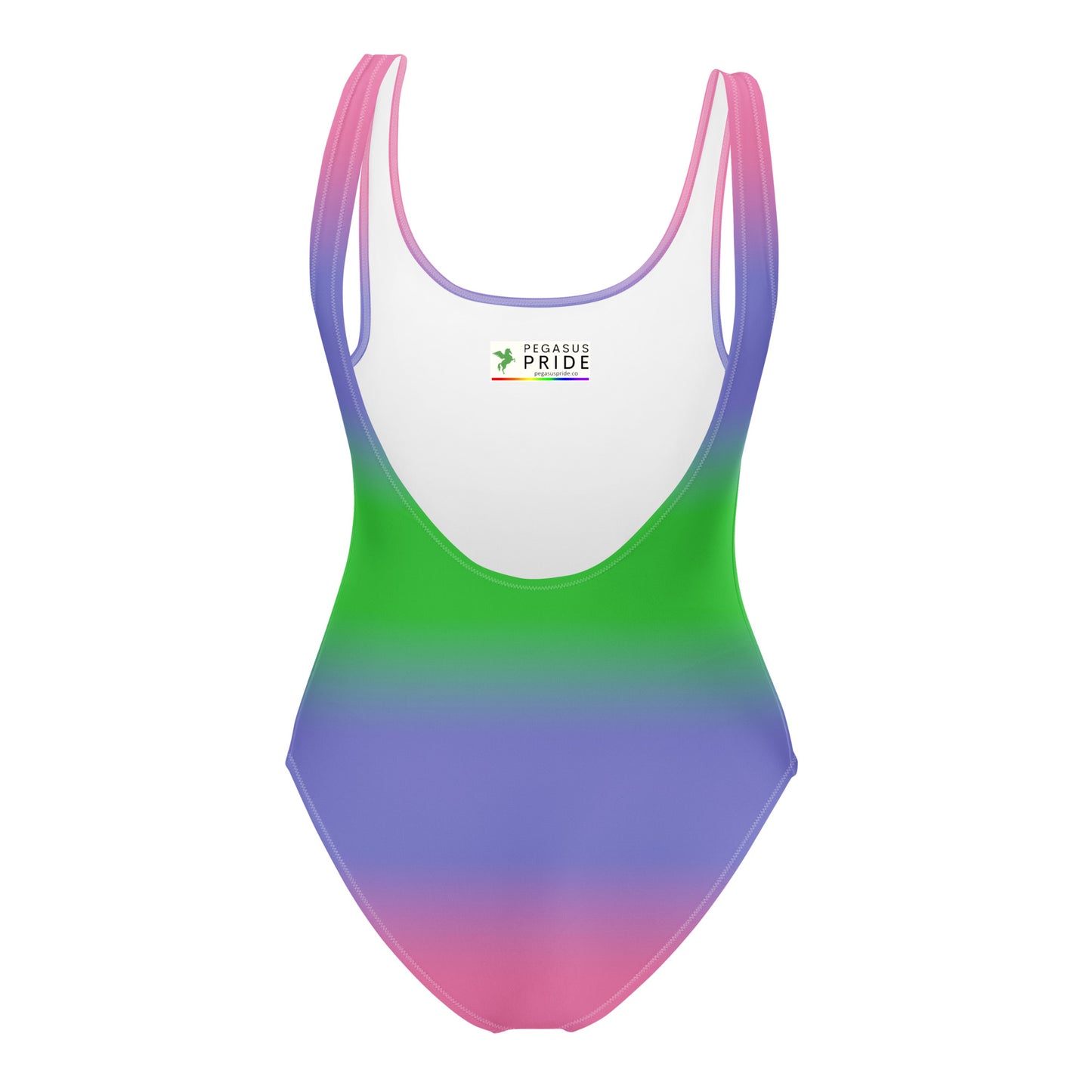Trigender flag colored swimsuit with on a white background