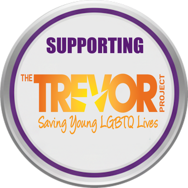 Circular badge with 'Supporting The Trevor Project' text on a white background