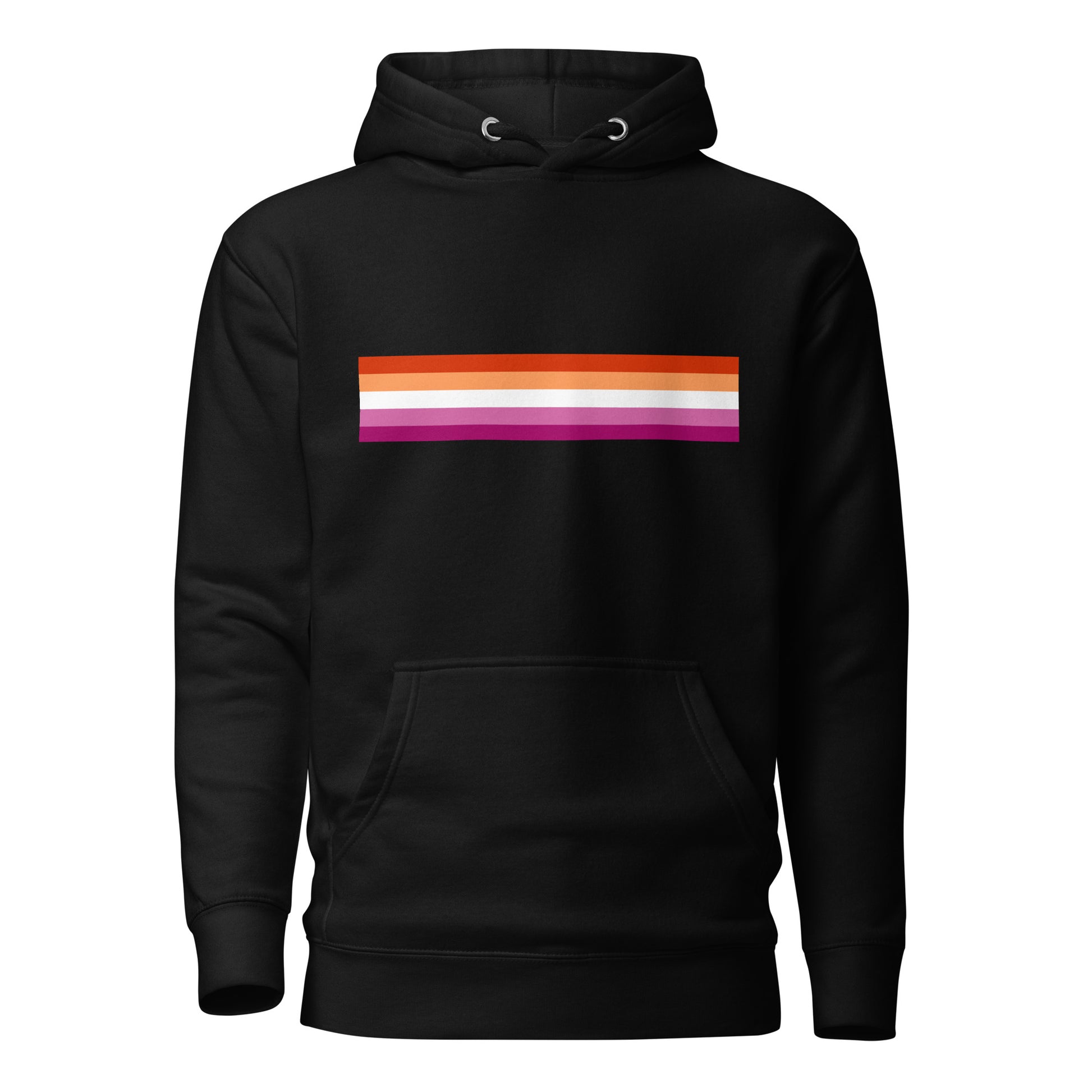 Lesbian Pride Flag Hoodie Black Lesbian unisex-premium-hoodie-black-front-6529dd2877580