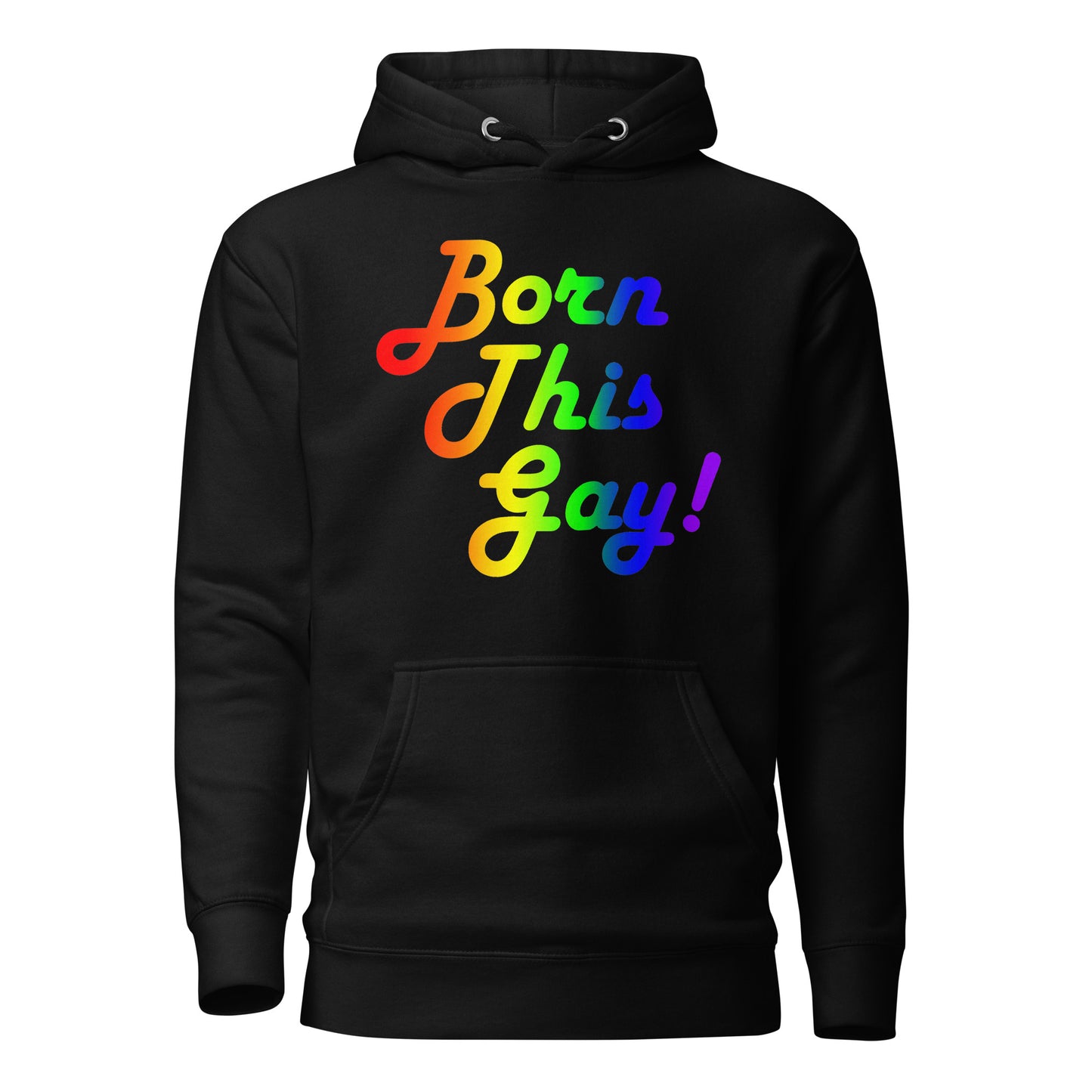 LGBTQ Pride Sweatshirt Hoodie - Born This Gay Black Pride unisex-premium-hoodie-black-front-6529e478b6291