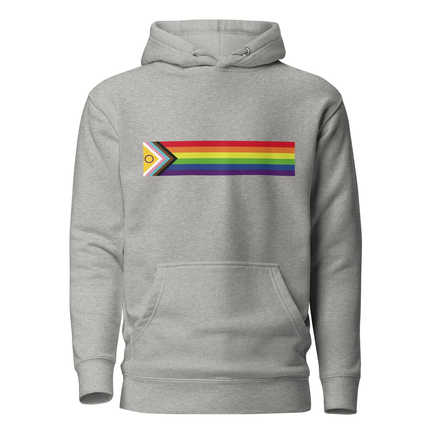 LGBTQ Pride Sweatshirt Hoodie - Inclusive Progress Pride Flag Carbon Grey Pride unisex-premium-hoodie-carbon-grey-front-6529d70e18d1b