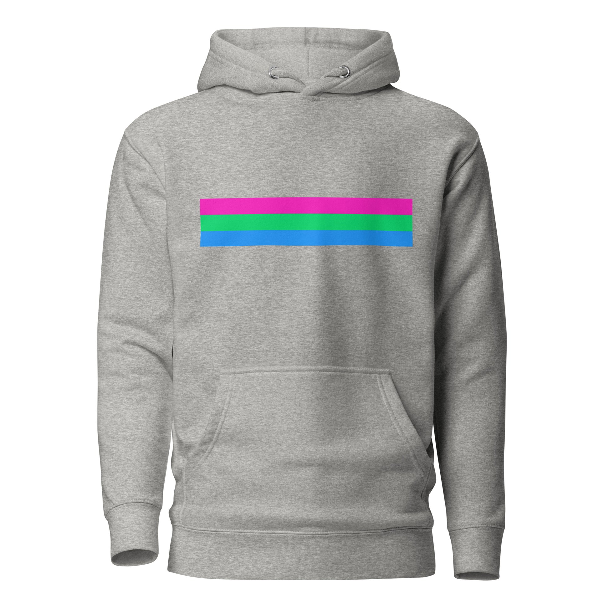 Polysexual Poly Pride Flag Hoodie Carbon Grey Polysexual unisex-premium-hoodie-carbon-grey-front-6529e219086f9