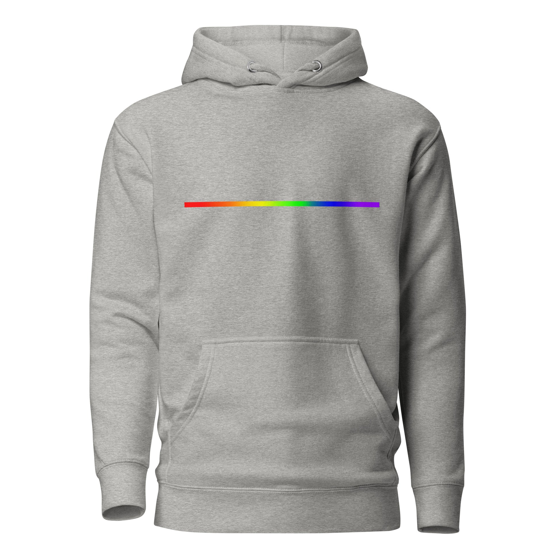 LGBTQ Pride Sweatshirt Hoodie - Rainbow Line Carbon Grey Pride unisex-premium-hoodie-carbon-grey-front-6529e3895928f