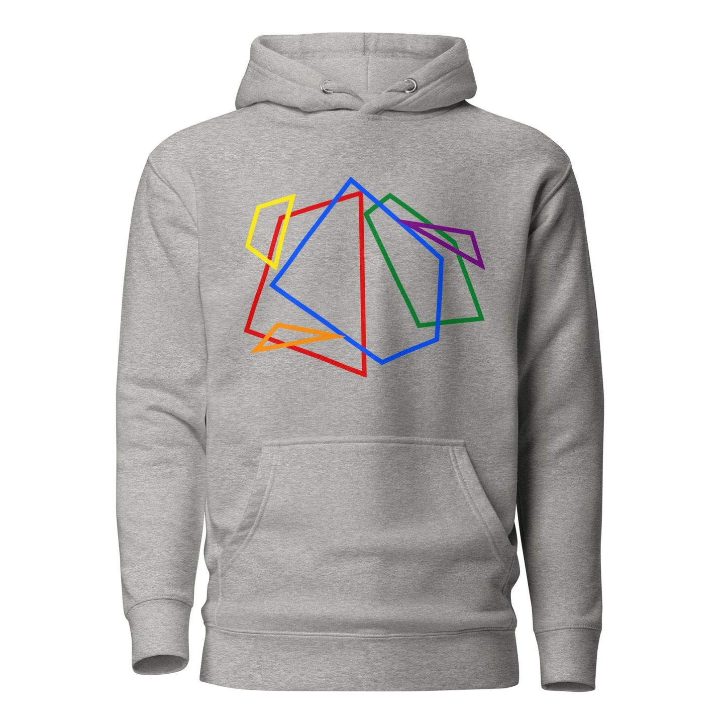 LGBTQ Pride Sweatshirt Hoodie - Geometric Lines Carbon Grey Pride unisex-premium-hoodie-carbon-grey-front-6529e50174525