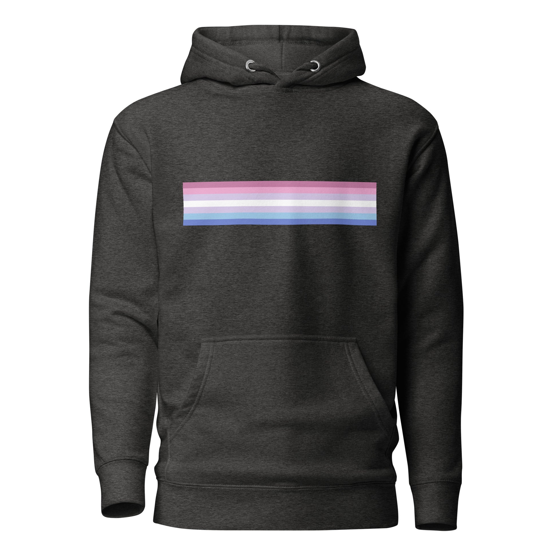 Bigender Pride Flag Hoodie Charcoal Heather Bigender unisex-premium-hoodie-charcoal-heather-front-6529da5a5931a