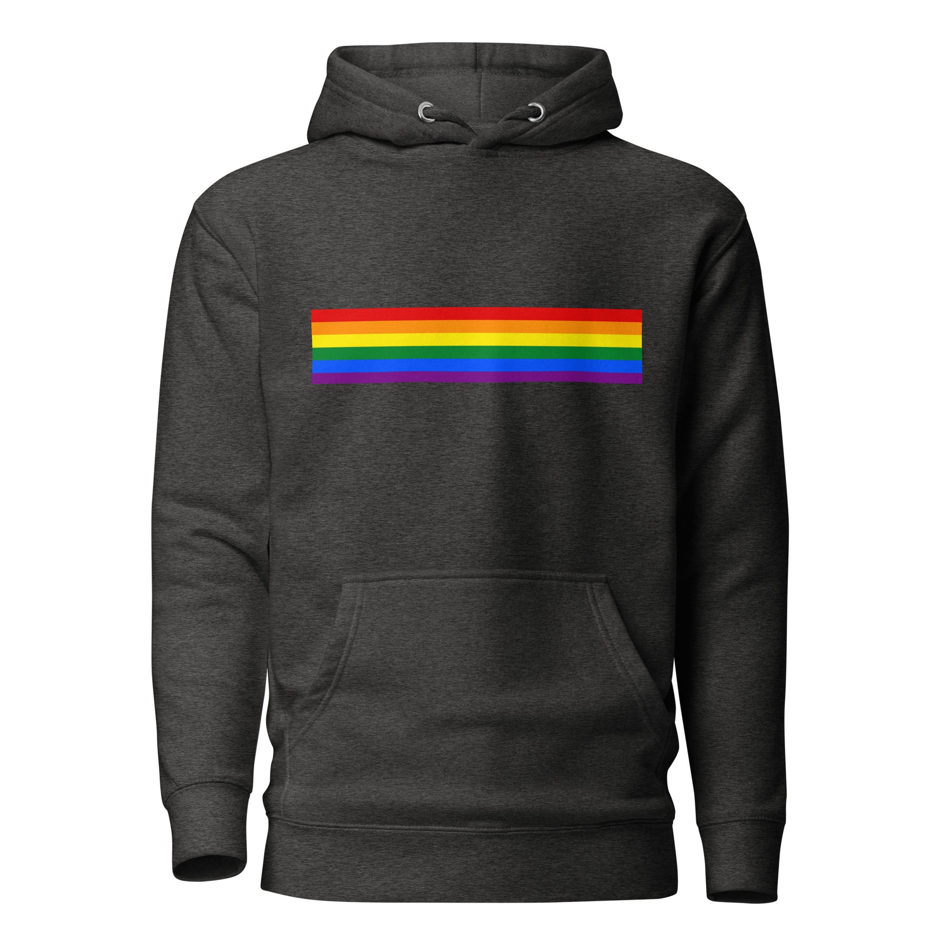 LGBTQ Pride Flag Sweatshirt Hoodie Charcoal Heather Pride unisex-premium-hoodie-charcoal-heather-front-6529dccabc2ea