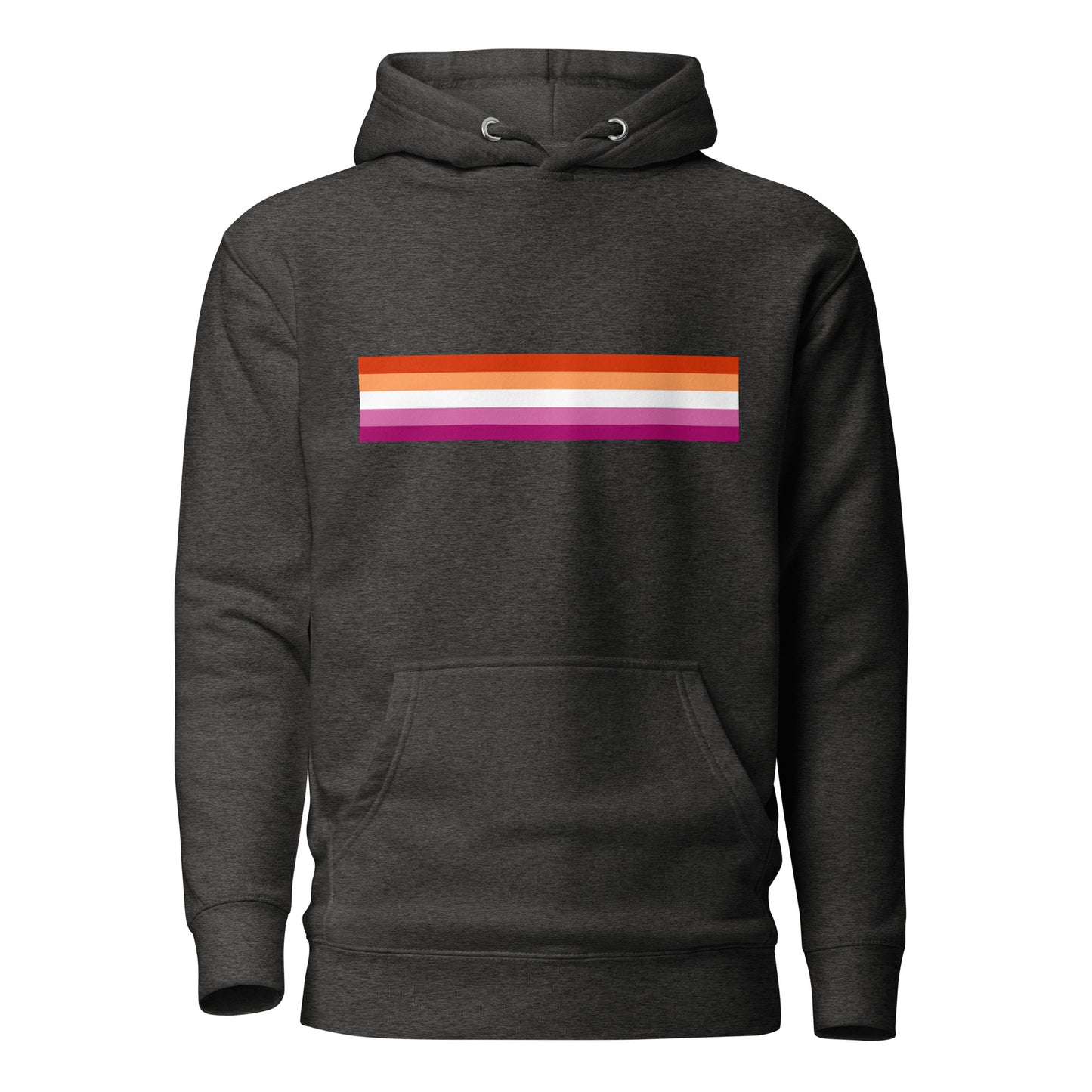 Lesbian Pride Flag Hoodie Charcoal Heather Lesbian unisex-premium-hoodie-charcoal-heather-front-6529dd2877ce5