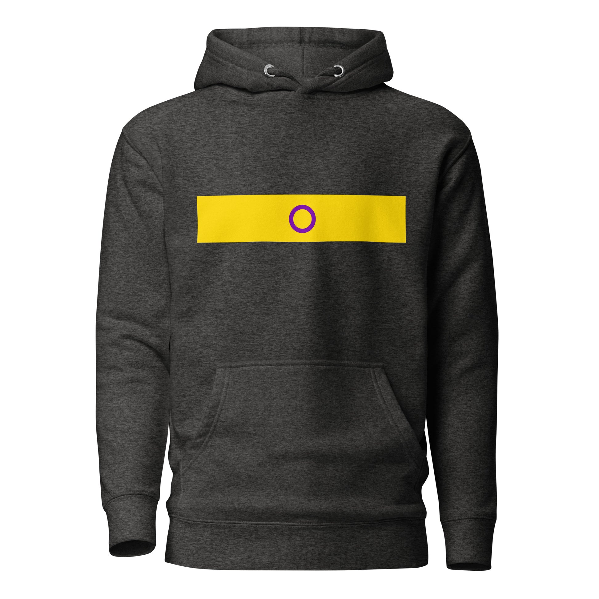 Intersex Pride Flag Hoodie Charcoal Heather Identity unisex-premium-hoodie-charcoal-heather-front-6529e00a42e98