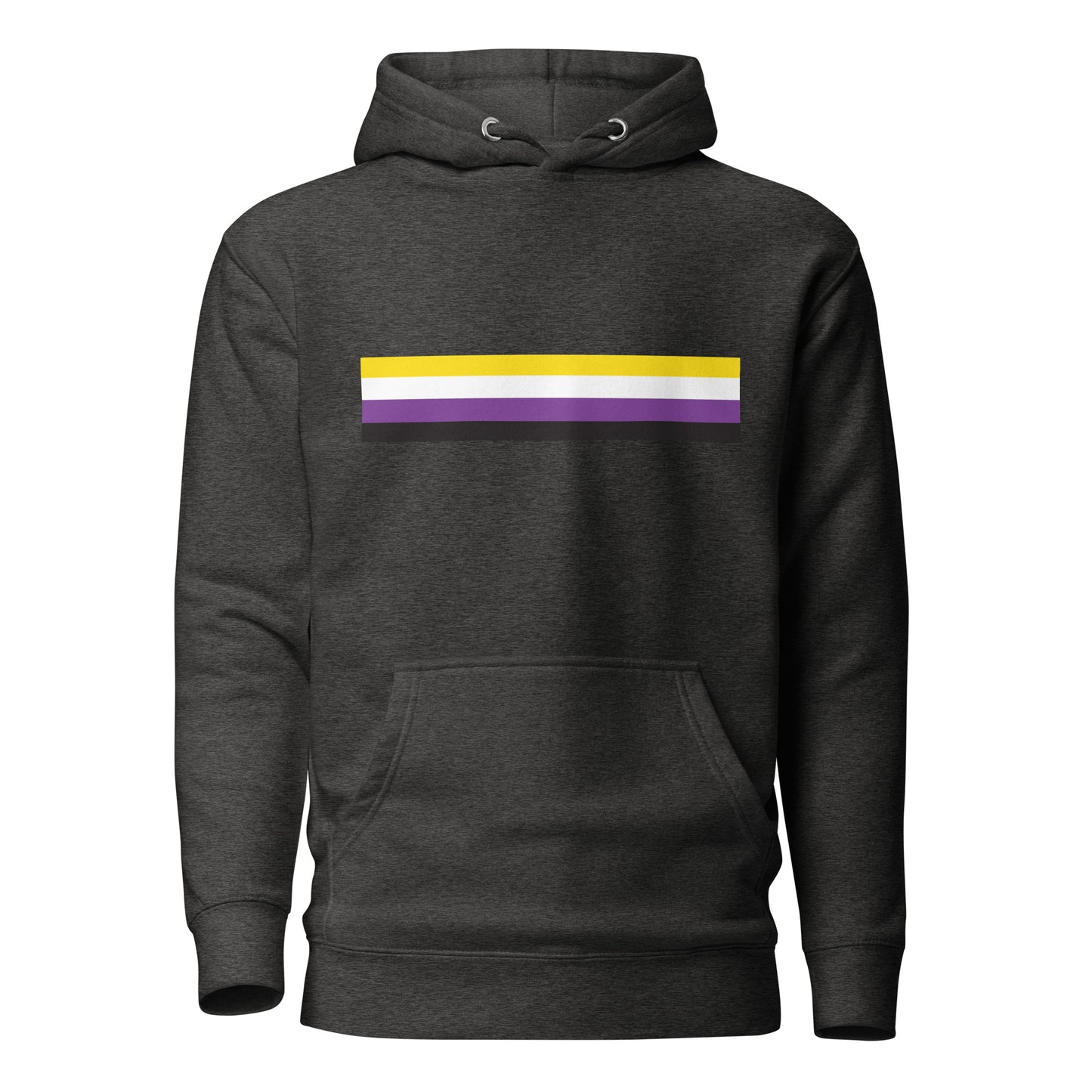 Nonbinary Enby Pride Flag Hoodie Sweatshirt Charcoal Heather Nonbinary unisex-premium-hoodie-charcoal-heather-front-6529e0df0d002