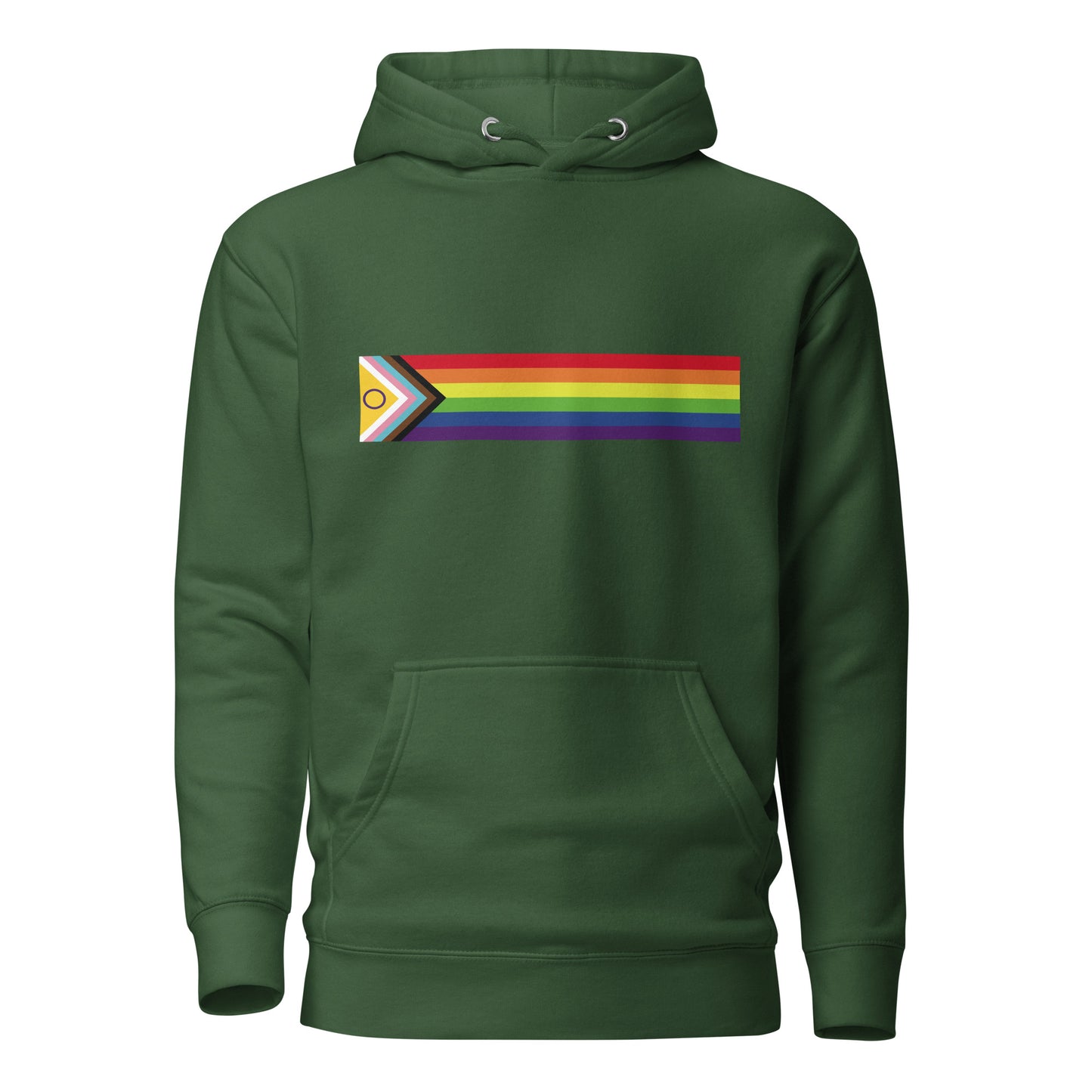 LGBTQ Pride Sweatshirt Hoodie - Inclusive Progress Pride Flag Forest Green Pride unisex-premium-hoodie-forest-green-front-6529d70e16341